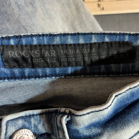 Rockstar Original Ultra Slim Jeans Mens 30 Blue Acid Wash Denim‎ Distressed Rock - Picture 8 of 13